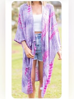 Style Rack Purple and Pink Tie-Dye Kimono